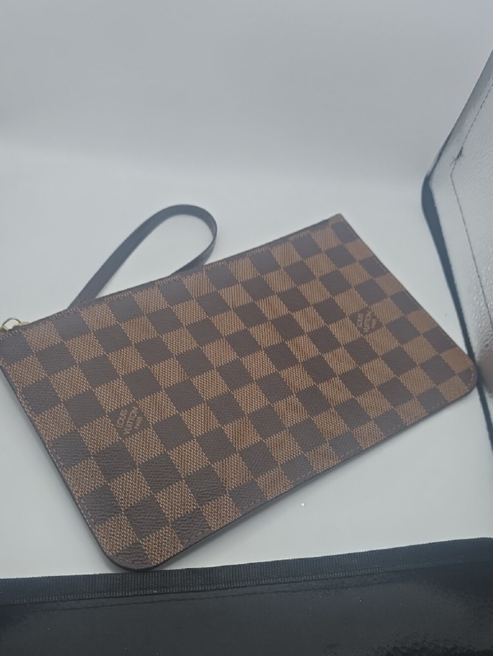 Louis Vuitton Brown/Red Damier Ebene Neverfull MM Pochette Wristlet (NWOT)COA✨️ - Picture 3 of 16
